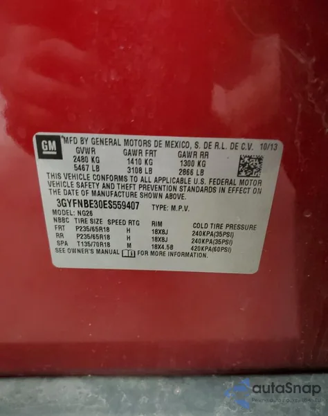 2014 Cadillac Srx Luxury Collection из США, поврежденный, VIN 3GYFNBE30ES559407